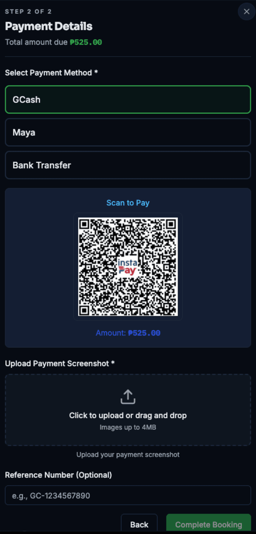 Scan to pay and upload proof