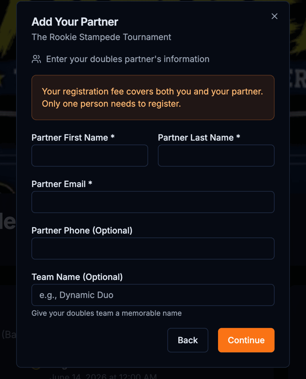Add partner modal